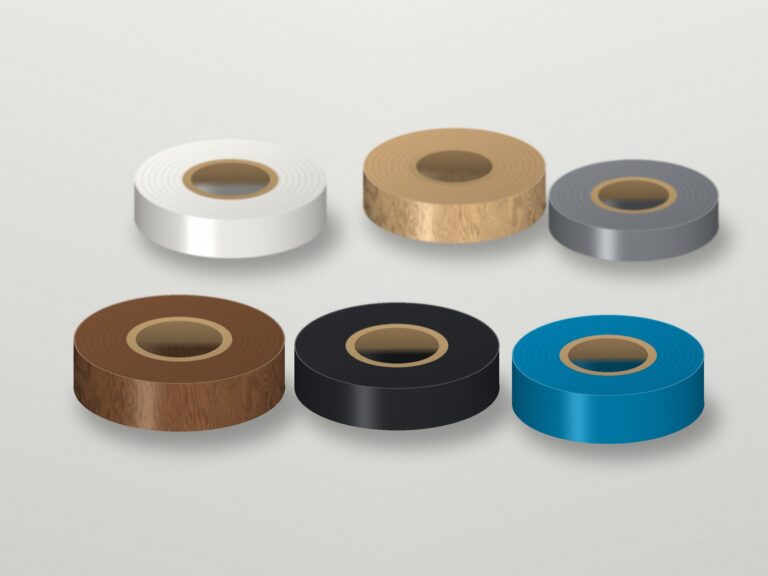Rolls of PVC edgebanding in solid and woodgrain decors